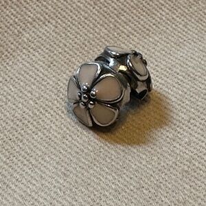Pandora Cherry Blossom with Pink Enamel  Silver Clip